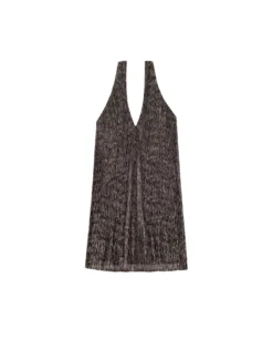 VESTIDO LET'S MEET UP · PLATA -[品牌] Ventas THE-ARE vestido corto brillo lurex plateado dorado tirantes fular mujer the are eci img 5 scaled