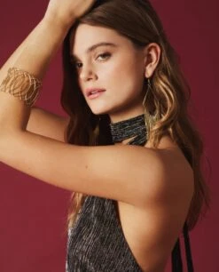 VESTIDO LET'S MEET UP · PLATA -[品牌] Ventas THE-ARE vestido corto brillo lurex plateado dorado tirantes fular mujer the are 2