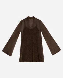 VESTIDO LAST NIGHT · COBRE -[品牌] Ventas THE-ARE vestido corto cobre brillo transparente forro mangas acampanadas fiesta mujer the are eci img 5