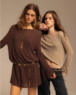 VESTIDO SUGAR DUSK · COBRE -[品牌] Ventas THE-ARE vestido corto cobre mangas largas semitransparentes mujer the are 07