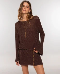 VESTIDO SUGAR DUSK · COBRE -[品牌] Ventas THE-ARE vestido corto cobre mangas largas semitransparentes mujer the are eci img 2 scaled