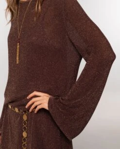 VESTIDO SUGAR DUSK · COBRE -[品牌] Ventas THE-ARE vestido corto cobre mangas largas semitransparentes mujer the are eci img 4