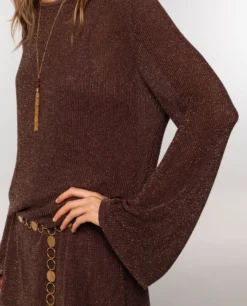 VESTIDO SUGAR DUSK · COBRE -[品牌] Ventas THE-ARE vestido corto cobre mangas largas semitransparentes mujer the are eci img 4 scaled