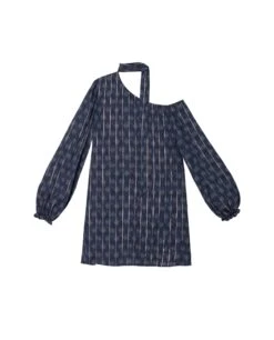 VESTIDO HILLS & HUSTLE · ESTAMPADO -[品牌] Ventas THE-ARE vestido corto estampado azul manga larga fular lurex mujer the are eci img 5