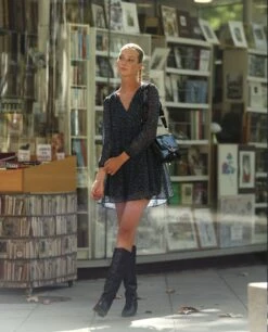 VESTIDO LOVED ONES · AZUL -[品牌] Ventas THE-ARE vestido corto estampado azul paneles manga larga mujer the are img 2