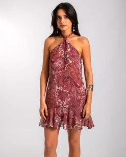 VESTIDO SALT KISSED · ESTAMPADO -[品牌] Ventas THE-ARE vestido corto estampado fluido lazada al cuello mujer the are eci img 2