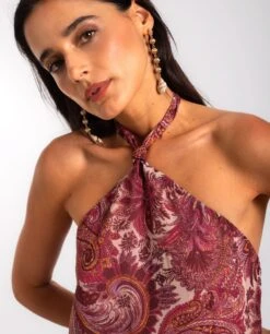 VESTIDO SALT KISSED · ESTAMPADO -[品牌] Ventas THE-ARE vestido corto estampado fluido lazada al cuello mujer the are eci img 4