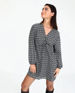 VESTIDO GETAWAY · ESTAMPADO -[品牌] Ventas THE-ARE vestido corto estampado manga larga boho fruncido mujer the are