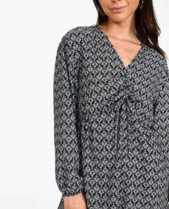 VESTIDO GETAWAY · ESTAMPADO -[品牌] Ventas THE-ARE vestido corto estampado manga larga boho fruncido mujer the are eci img 4