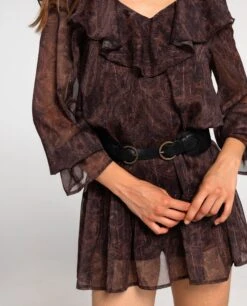 VESTIDO URBAN DREAM · ESTAMPADO -[品牌] Ventas THE-ARE vestido corto estampado marron volantes gasa mujer the are eci img 4