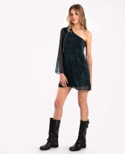 VESTIDO EVER YOU MEET · ESTAMPADO -[品牌] Ventas THE-ARE vestido corto estampado verde luerex manga larga asimetrico fiesta mujer the are 1