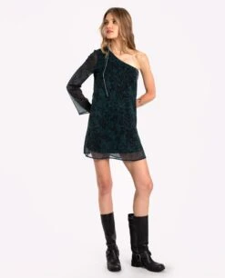 VESTIDO EVER YOU MEET · ESTAMPADO -[品牌] Ventas THE-ARE vestido corto estampado verde luerex manga larga asimetrico fiesta mujer the are eci img 1