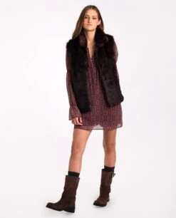 VESTIDO BREEZY AVENUE · MARRÓN -[品牌] Ventas THE-ARE vestido corto marron estampado etnico mangas largas forro pantalon mujer the are 8