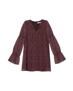 VESTIDO BREEZY AVENUE · MARRÓN -[品牌] Ventas THE-ARE vestido corto marron estampado etnico mangas largas forro pantalon mujer the are eci img 5