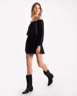 VESTIDO STARRY BLISS · NEGRO -[品牌] Ventas THE-ARE vestido corto negro lurex fiesta mujer the are 3