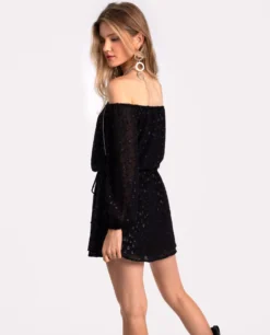 VESTIDO STARRY BLISS · NEGRO -[品牌] Ventas THE-ARE vestido corto negro lurex fiesta mujer the are eci img 3 scaled