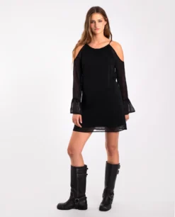 VESTIDO MAGIC DREAM · NEGRO -[品牌] Ventas THE-ARE vestido corto negro plumeti manga larga fiesta mujer the are 7 scaled