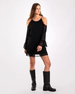 VESTIDO MAGIC DREAM · NEGRO -[品牌] Ventas THE-ARE vestido corto negro plumeti manga larga fiesta mujer the are eci img 6