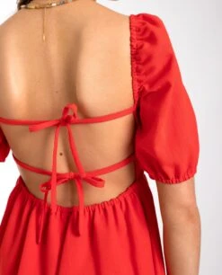 VESTIDO FILIPA · ROJO -[品牌] Ventas THE-ARE vestido corto rojo manga corta lazadas espalda abierta mujer the are eci img 4
