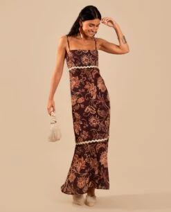 VESTIDO NATALIA · ESTAMPADO -[品牌] Ventas THE-ARE vestido estampado flores largo tirantes corte imperio invitada mujer the are eci img 2