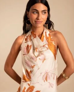 VESTIDO GABRIELA · ESTAMPADO -[品牌] Ventas THE-ARE vestido estampado midi escote halter falda asimetrica invitada mujer the are eci img 4