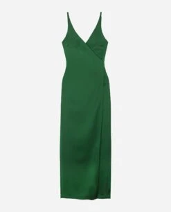 VESTIDO MRS. TAYLOR · VERDE -[品牌] Ventas THE-ARE vestido invitada tirantes saten verde abertura mujer the are00002