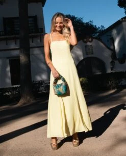 VESTIDO CARLOTA · AMARILLO -[品牌] Ventas THE-ARE vestido largo amarillo gasa tirantes mujer invitada 15