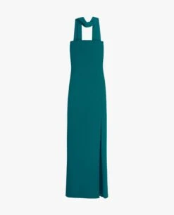 VESTIDO MRS. ARTEAGA · AZUL -[品牌] Ventas THE-ARE vestido largo azul palabra honor fular gasa abertura eventos the are eci img 5