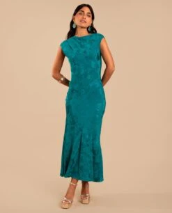 VESTIDO VALENTINA · AZUL -[品牌] Ventas THE-ARE vestido largo azul tejido jacquard sin mangas invitada elegante mujer the are 10