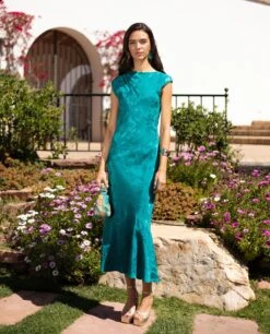 VESTIDO VALENTINA · AZUL -[品牌] Ventas THE-ARE vestido largo azul tejido jacquard sin mangas invitada elegante mujer the are 5 69fc9318 8466 4711 b6dd 0dcc056d744d