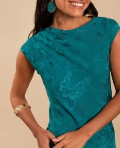 VESTIDO VALENTINA · AZUL -[品牌] Ventas THE-ARE vestido largo azul tejido jacquard sin mangas invitada elegante mujer the are eci img 4