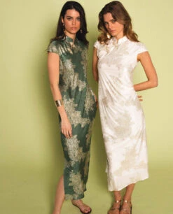 VESTIDO JADE BLOOM · BLANCO -[品牌] Ventas THE-ARE vestido largo blanco jacquard satinado largo elegante fiesta mujer the are 8