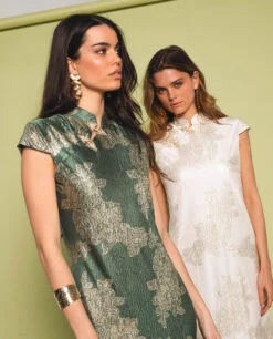 VESTIDO JADE BLOOM · BLANCO -[品牌] Ventas THE-ARE vestido largo blanco jacquard satinado largo elegante fiesta mujer the are 9