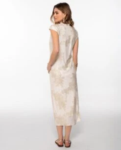 VESTIDO JADE BLOOM · BLANCO -[品牌] Ventas THE-ARE vestido largo blanco jacquard satinado largo elegante fiesta mujer the are eci img 3