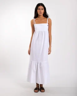 VESTIDO OLIVIA · BLANCO -[品牌] Ventas THE-ARE vestido largo blanco tirantes textura mujer the are eci img 1 scaled