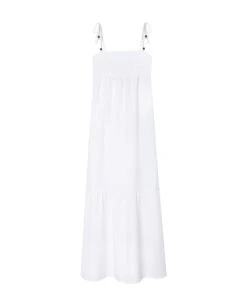 VESTIDO OLIVIA · BLANCO -[品牌] Ventas THE-ARE vestido largo blanco tirantes textura mujer the are eci img 5