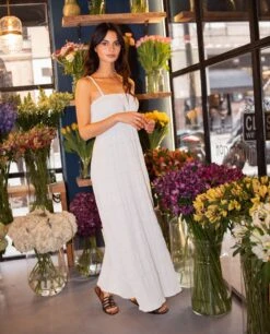 VESTIDO ISLA BONITA · CRUDO -[品牌] Ventas THE-ARE vestido largo crudo palabra de honor tirantes regulables mujer the are 4