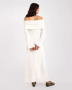 VESTIDO COTTON FEELS · CRUDO -[品牌] Ventas THE-ARE vestido largo crudo punto canale manga larga escote bardot mujer the are eci img 3