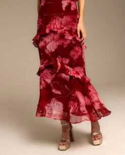 VESTIDO ROSARIO · ESTAMPADO -[品牌] Ventas THE-ARE vestido largo estampado floral cuello halter volantes eventos mujer the are 1