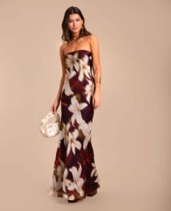 VESTIDO ADRIANA · ESTAMPADO -[品牌] Ventas THE-ARE vestido largo estampado flores palabra honor eci img 1