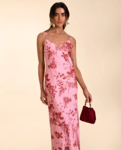 VESTIDO ÚBEDA · ESTAMPADO -[品牌] Ventas THE-ARE vestido largo estampado flores rosa rojo elegante mujer the are 3