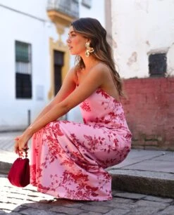 VESTIDO ÚBEDA · ESTAMPADO -[品牌] Ventas THE-ARE vestido largo estampado flores rosa rojo elegante mujer the are 3 a2cdd687 14bb 4be5 a716 52cc4baef98b