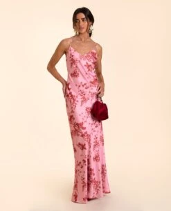 VESTIDO ÚBEDA · ESTAMPADO -[品牌] Ventas THE-ARE vestido largo estampado flores rosa rojo elegante mujer the are eci img 1