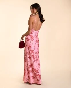 VESTIDO ÚBEDA · ESTAMPADO -[品牌] Ventas THE-ARE vestido largo estampado flores rosa rojo elegante mujer the are eci img 4