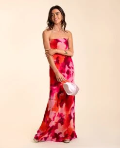 VESTIDO SANLÚCAR · ESTAMPADO -[品牌] Ventas THE-ARE vestido largo estampado naranja palabra honor vuelo eventos mujer the are 3