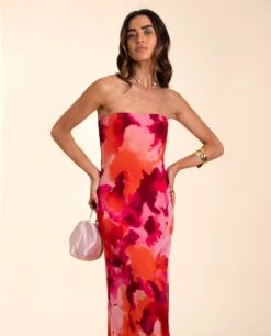 VESTIDO SANLÚCAR · ESTAMPADO -[品牌] Ventas THE-ARE vestido largo estampado naranja palabra honor vuelo eventos mujer the are 4