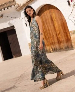 VESTIDO AMAIA · ESTAMPADO -[品牌] Ventas THE-ARE vestido largo estampado paisley escote pico mujer invitada the are 5