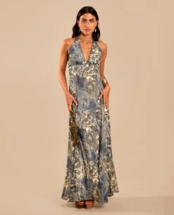 VESTIDO AMAIA · ESTAMPADO -[品牌] Ventas THE-ARE vestido largo estampado paisley escote pico mujer invitada the are eci img 2