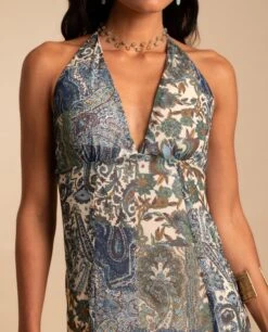 VESTIDO AMAIA · ESTAMPADO -[品牌] Ventas THE-ARE vestido largo estampado paisley escote pico mujer invitada the are eci img 4