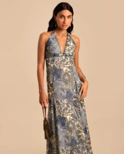 VESTIDO AMAIA · ESTAMPADO -[品牌] Ventas THE-ARE vestido largo estampado paisley escote pico mujer invitada the are eci img 8